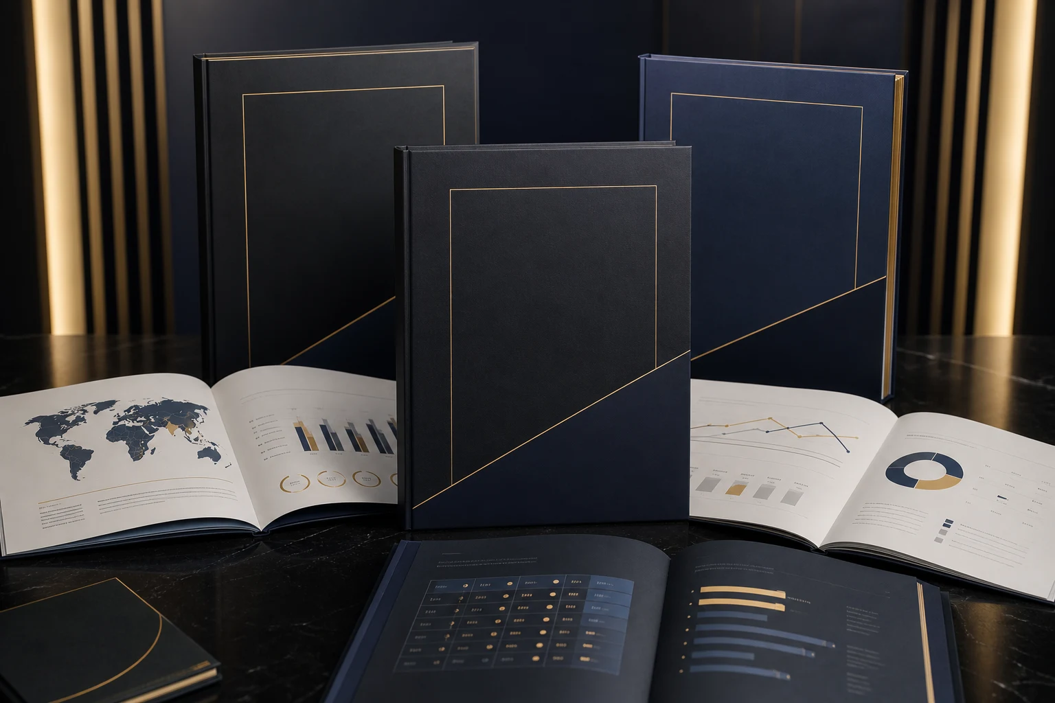 Black-and-gold publishing image for white papers and industry reports